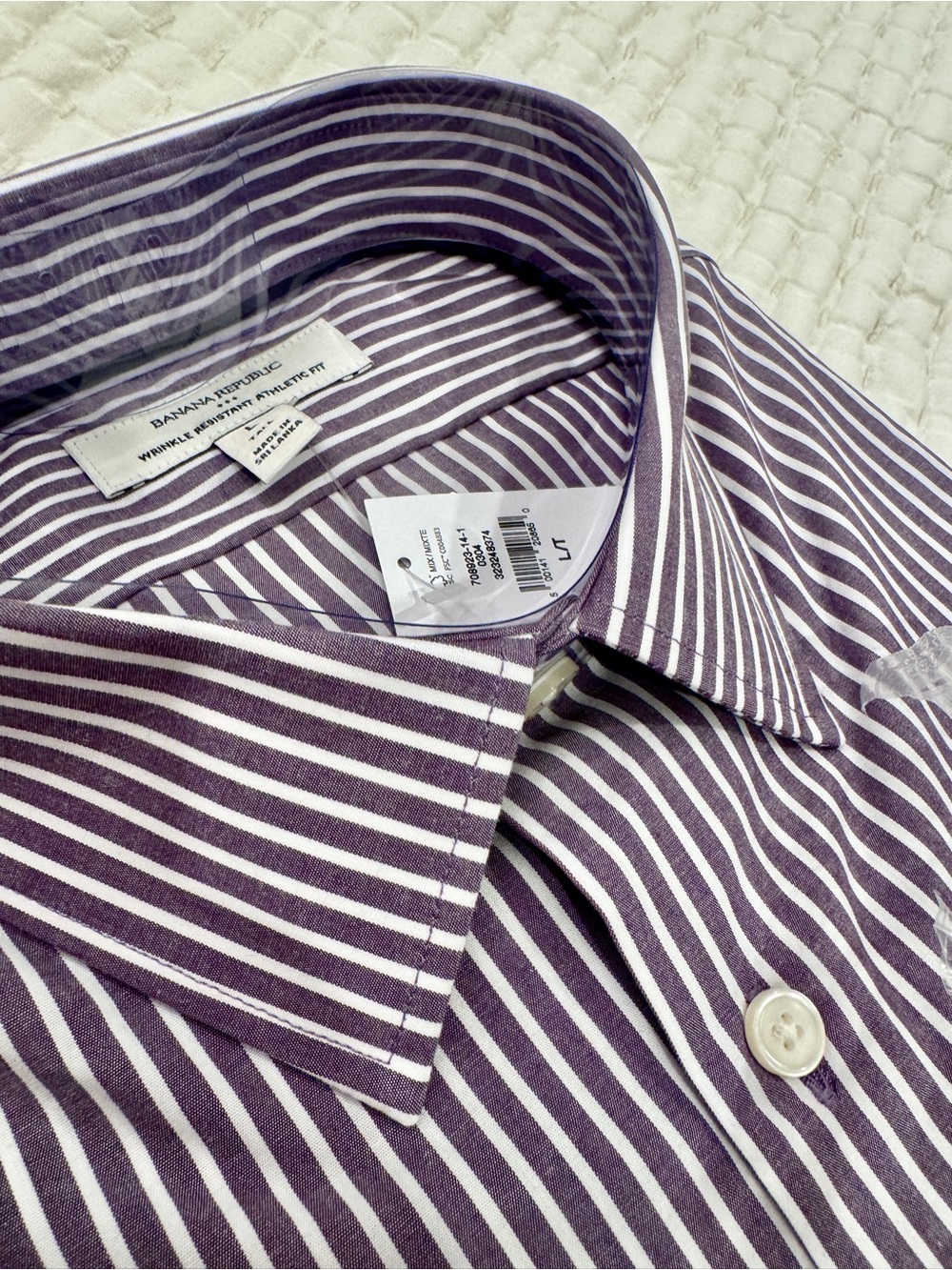 BANANA REPUBLIC Athletic Fit Dress Shirt Purple Stripe